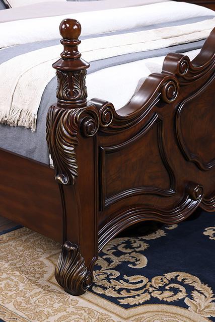 Francione Bed Chrome & Cherry - Marjories Furniture (Las Vegas, NV)