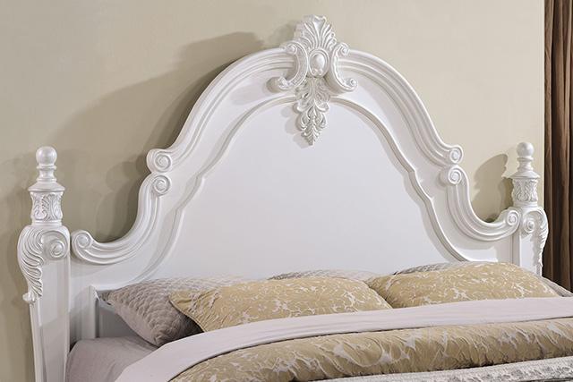 Francione E.King & Queen Bed White & Chrome - Marjories Furniture (Las Vegas, NV)