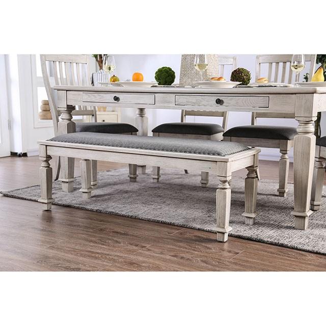 Georgia Antique White/Gray Bench - Marjories Furniture (Las Vegas, NV)