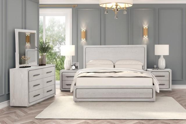 Crowthorne E.King & Queen Bed Grey & White - Marjories Furniture (Las Vegas, NV)