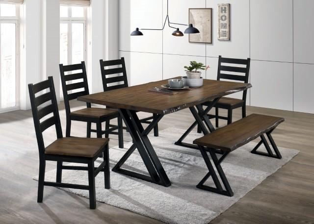 Barbary Dining Table Set with Bench - Marjories Furniture (Las Vegas, NV)