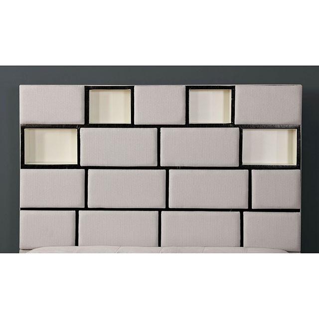 Gemma Beige/Black Cal.King Bed - Marjories Furniture (Las Vegas, NV)