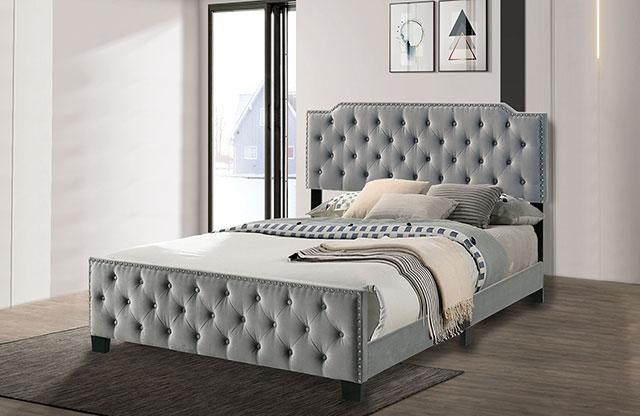 CHARLIZE Cal.King Bed, Gray - Marjories Furniture (Las Vegas, NV)