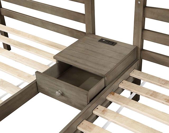 HORTENSE Triple Twin Bunk Bed, W. Gray - Marjories Furniture (Las Vegas, NV)