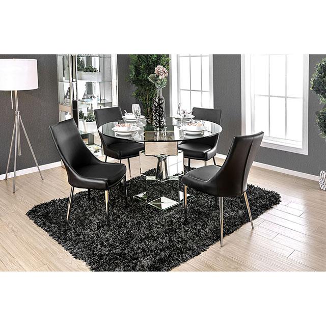 Izzy Chrome Round Dining Table - Marjories Furniture (Las Vegas, NV)