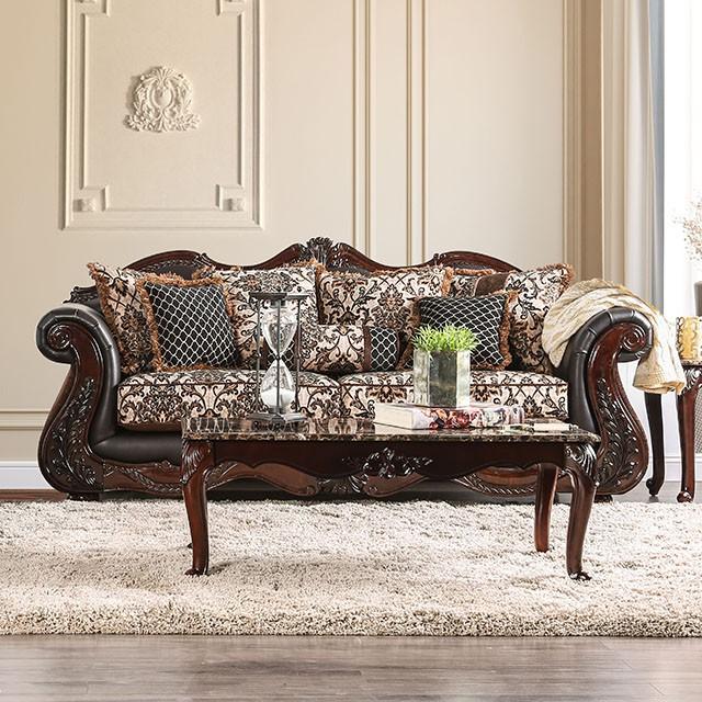 JAMAEL Brown/Espresso Sofa - Marjories Furniture (Las Vegas, NV)