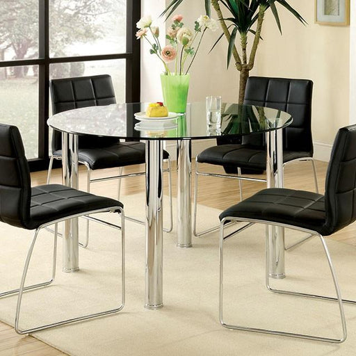 Kona I Chrome Round Dining Table - Marjories Furniture (Las Vegas, NV)