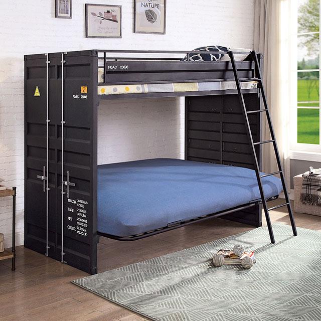 LAFRAY Twin Bunk Bed w/ Futon Base - Marjories Furniture (Las Vegas, NV)