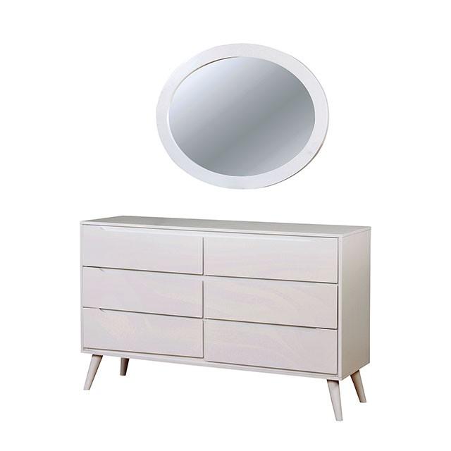 LENNART II White Oval Mirror - Marjories Furniture (Las Vegas, NV)