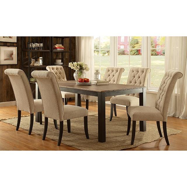 Mashall Beige/Antique Black Side Chair, Ivory (2/CTN) - Marjories Furniture (Las Vegas, NV)