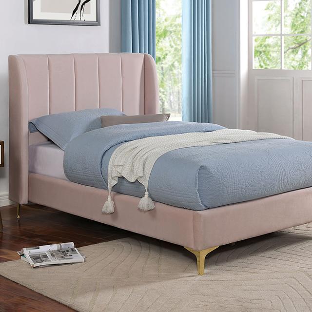 PEARL Full, Queen, & Twin Bed, Light Pink - Marjories Furniture (Las Vegas, NV)