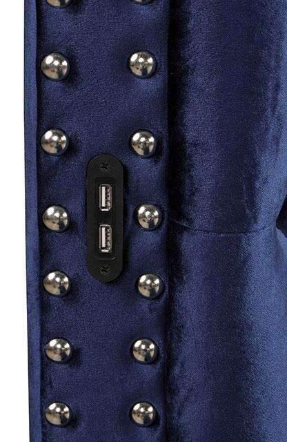 SANSOM E.King & Queen Bed, Black, Blue, & Grey - Marjories Furniture (Las Vegas, NV)