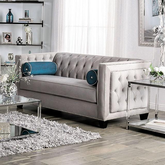 Silvan Gray Love Seat - Marjories Furniture (Las Vegas, NV)