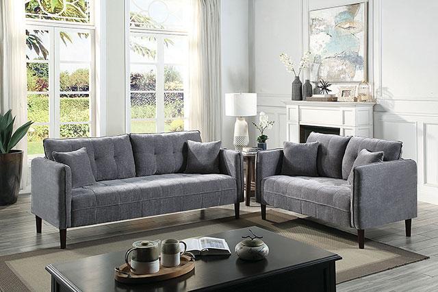 LYNDA Sofa w/ Pillows, Dark Gray - Marjories Furniture (Las Vegas, NV)