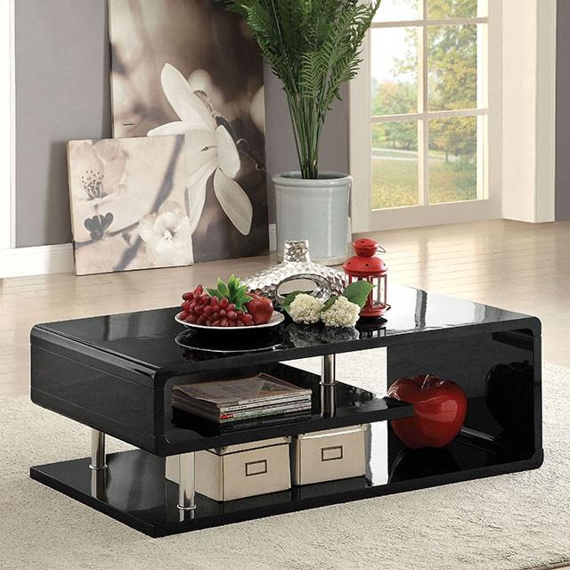 Ninove Black/Chrome Coffee Table - Marjories Furniture (Las Vegas, NV)