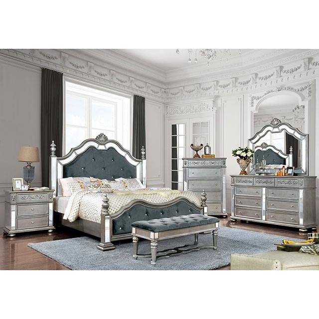 Azha Silver/Gray Queen Bed - Marjories Furniture (Las Vegas, NV)