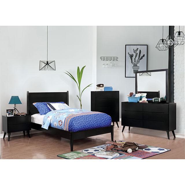 LENNART II Black & White Cal.King, E.King, Full, Queen, Twin Bed - Marjories Furniture (Las Vegas, NV)