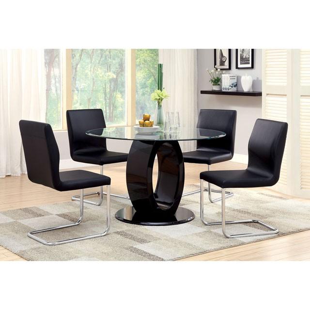 LODIA I Black Round Table - Marjories Furniture (Las Vegas, NV)