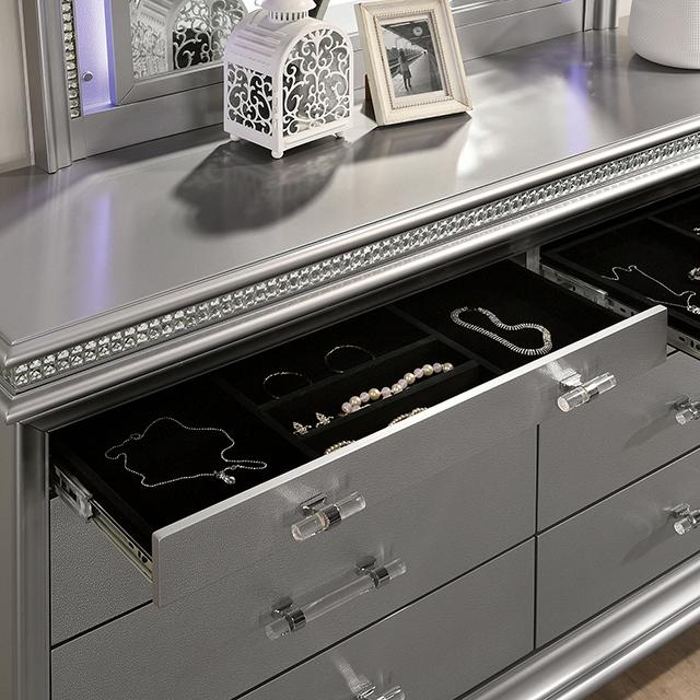 MADDIE E.King Bed, Silver - Marjories Furniture (Las Vegas, NV)
