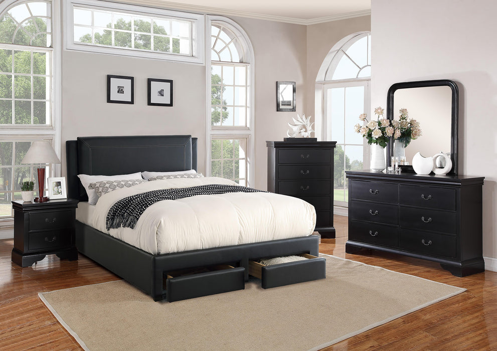 Liihcc Queen Bed/Black Pu in Black / Black - Marjories Furniture (Las Vegas, NV)