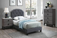 Chyuan Twin Bed/Charcole Burplap in Charcoal / Black - Marjories Furniture (Las Vegas, NV)
