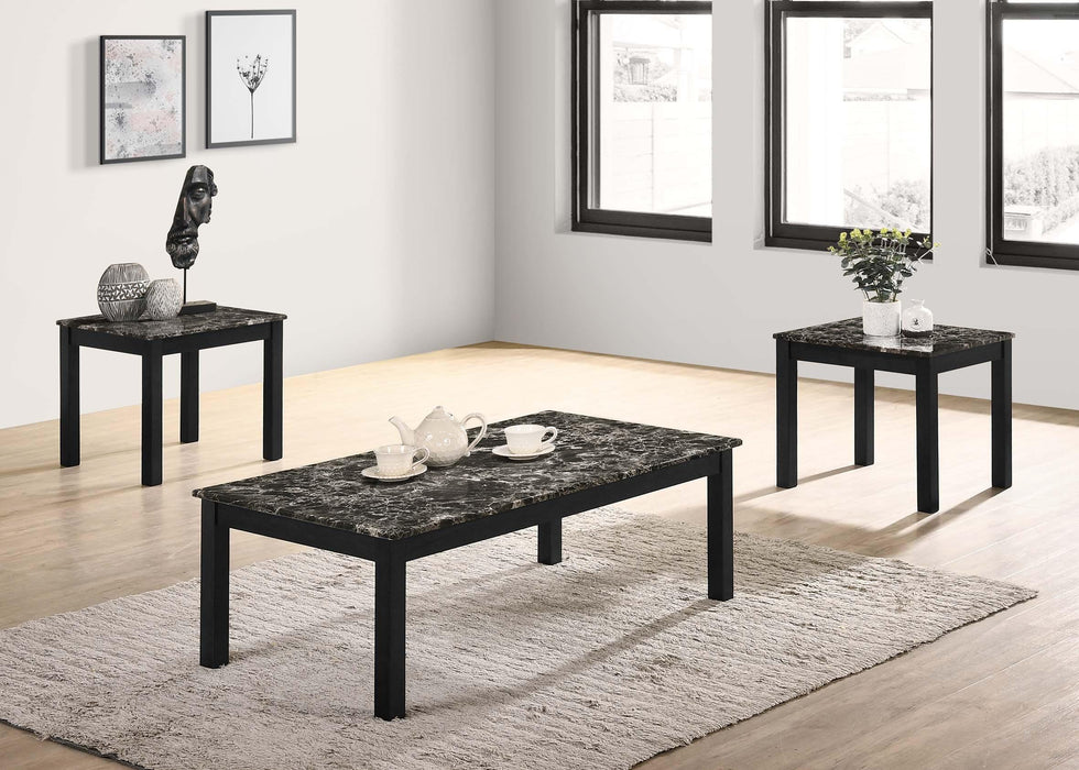 Liihfd 3-Pcs Coffee Table Set in Marble Black - Marjories Furniture (Las Vegas, NV)
