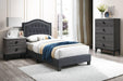 Chyuan Twin Bed/Charcoal Burplap in Charcoal / Black - Marjories Furniture (Las Vegas, NV)