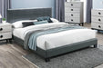 Chyuan Queen Bed-Grey Pu in Grey/Espresso - Marjories Furniture (Las Vegas, NV)