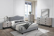 Chyuan Queen Bed/Grey Velvet in Grey / Black - Marjories Furniture (Las Vegas, NV)