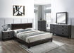 Chyuan Queen Bed-Brown Pu in Espresso/Espresso - Marjories Furniture (Las Vegas, NV)