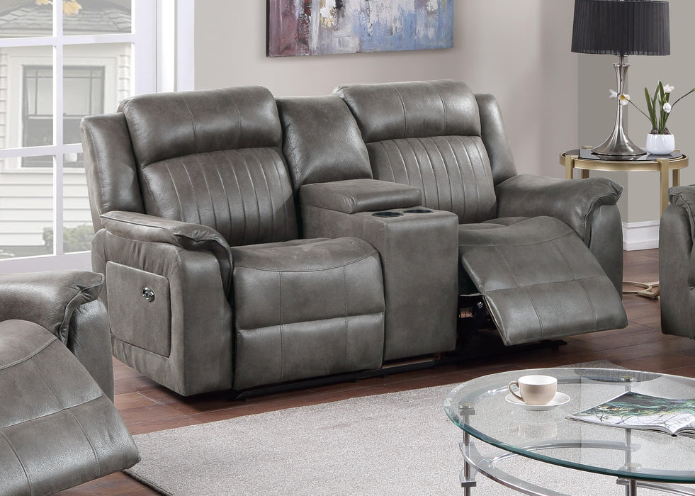 Bstfur Power Motion Loveseat W/Console/Slate Flue in Slate Blue - Marjories Furniture (Las Vegas, NV)