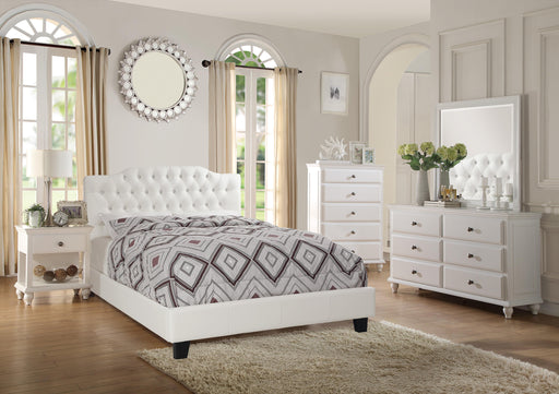 Chyuan Queen Bed/Pu-White in White / Espresso - Marjories Furniture (Las Vegas, NV)