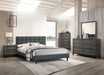 Chyuan Full Bed/Charcoal Fabric in Charcoal/Espresso - Marjories Furniture (Las Vegas, NV)