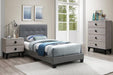Chyuan Twin Bed/Grey Pu in Grey / Black - Marjories Furniture (Las Vegas, NV)
