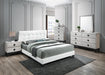 Chyuan Queen Bed/White Pu in White / Black - Marjories Furniture (Las Vegas, NV)
