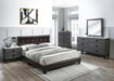 Chyuan Queen Bed/Brown Pu in Brown / Black - Marjories Furniture (Las Vegas, NV)