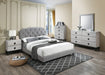 Chyuan Queen Bed/Light Grey Burplap in Light Grey / Black - Marjories Furniture (Las Vegas, NV)
