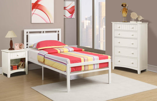 Hsmart Twin Bed In White Pu Headboard White Metal Frame in White - Marjories Furniture (Las Vegas, NV)