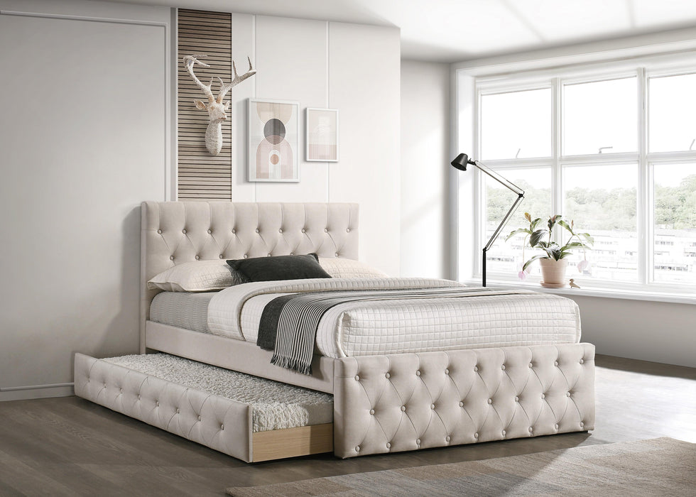Liihcc Full Bed W/Trundle-Light Brown Burlap in Light Brown / Na - Marjories Furniture (Las Vegas, NV)