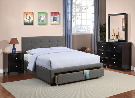 Liihcc Queen Bed W/Drawer in Grey / Black - Marjories Furniture (Las Vegas, NV)