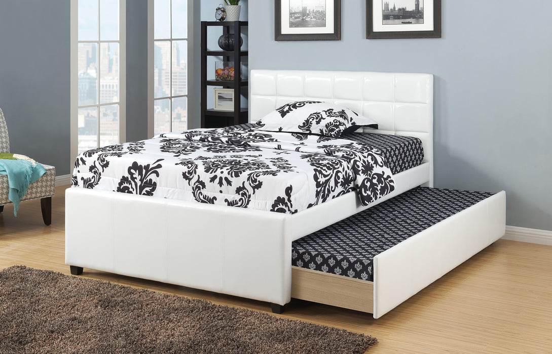 Liihcc Full Bed W/Trundle Squ Tufted Headboard White in White / Na - Marjories Furniture (Las Vegas, NV)
