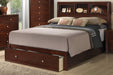 Liihfd Eastern King Bed W. Storage Headboard/Footboard in Brown Cherry - Marjories Furniture (Las Vegas, NV)
