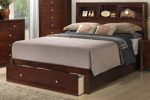 Liihfd Eastern King Bed W. Storage Headboard/Footboard in Brown Cherry - Marjories Furniture (Las Vegas, NV)