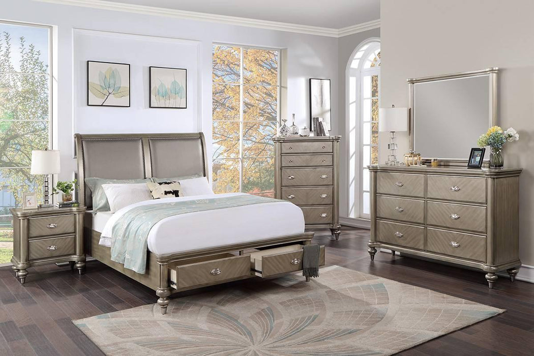 Mcraft Cal-King Bed in Antique Silver - Marjories Furniture (Las Vegas, NV)