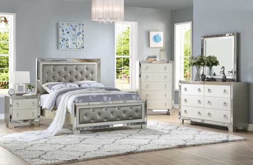 Mcraft E. King Bed W/Stainless Panel/Silver in Silver - Marjories Furniture (Las Vegas, NV)