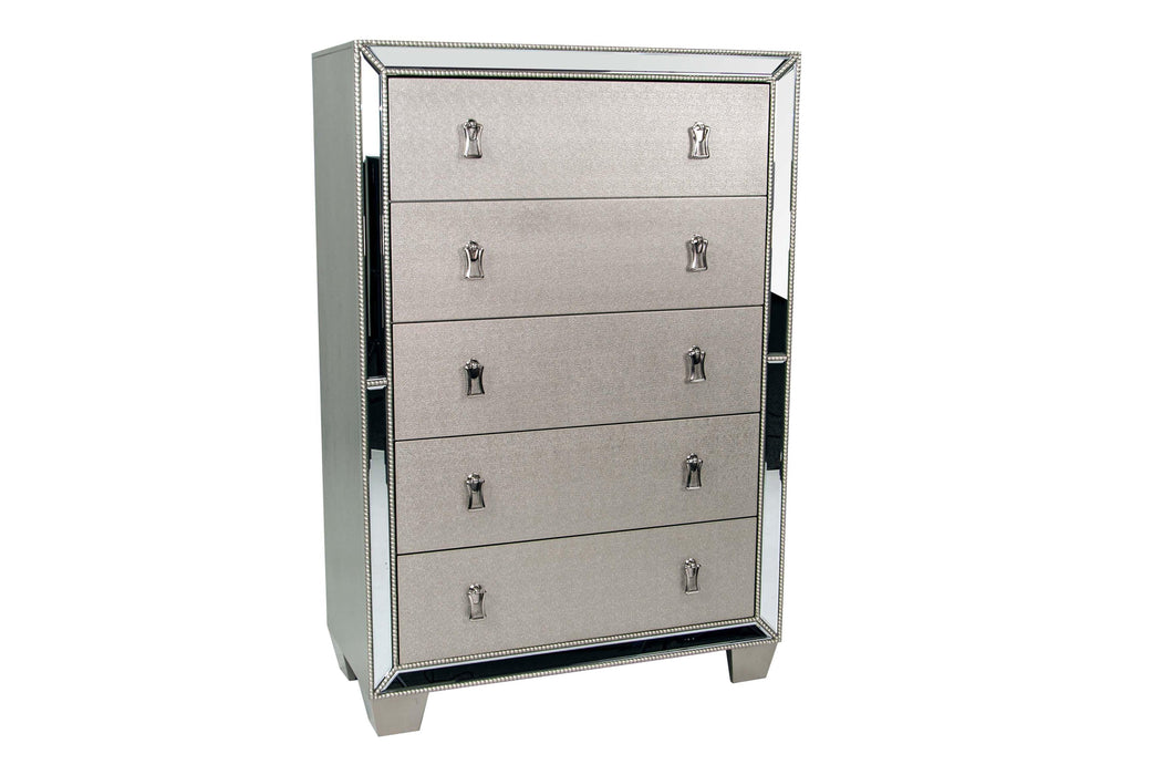 Mcraft Chest W/Stainless Panel in Silver - Marjories Furniture (Las Vegas, NV)