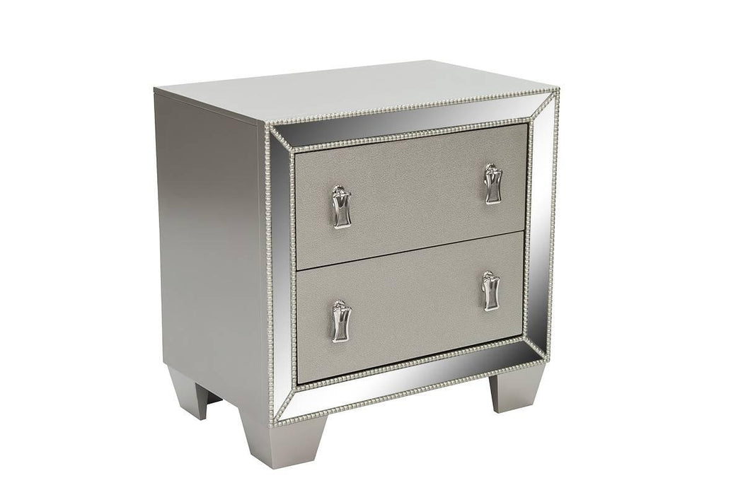 Mcraft Night Stand W/Stainless Panel in Silver - Marjories Furniture (Las Vegas, NV)