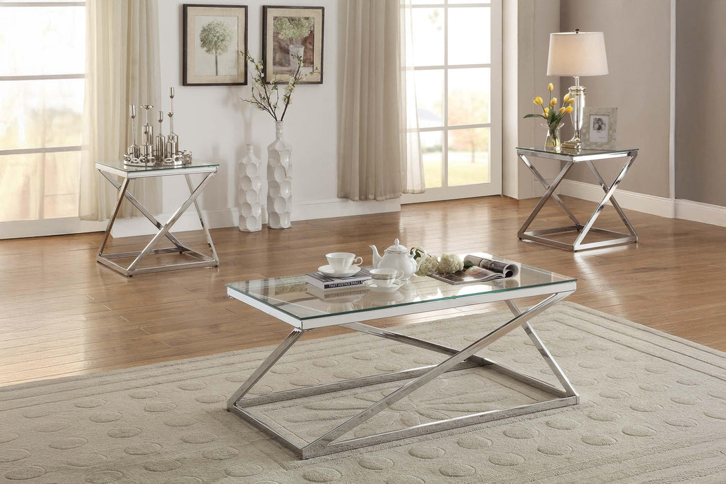 Tjitra 3-Pcs Occasional Table Set in Clear Sliver - Marjories Furniture (Las Vegas, NV)