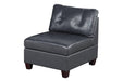 Uefurn Armless Chair/ Black Genuine Leather in Black - Marjories Furniture (Las Vegas, NV)