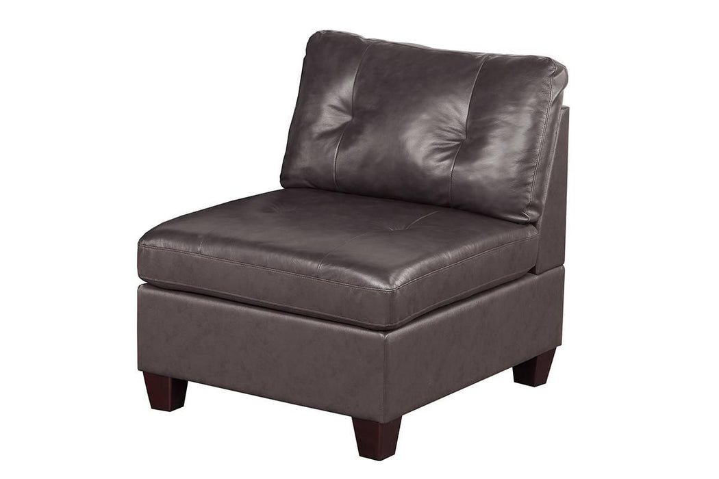 Uefurn Armless Chair/ Dark Coffee Genuine Leather in Dark Coffee - Marjories Furniture (Las Vegas, NV)